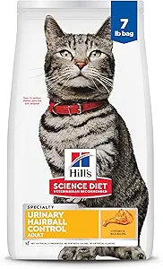 Hill's Science Diet Adult Urinary & Hairball Control Dry Cat Food, Chicken, 7 lb. Bag