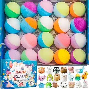 20 Pack Bath Bombs for Kids with Surprise Inside Bubble Bath Toys Organic Natural Bath Bombs Set Easter Basket Stuffers Birthday Christmas Gift for Kids 3 4 5 6 7 8 Years Old Boys Toddlers Girls