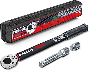 1/2" Drive Torque Wrench, 8-168 Ft.-Lb. Click Torque Wrench, 72 Tooth Dual-Direction Adjustable, Dual Scale, 3% Accuracy, for Bicycle, Motorcycle, Automotive Repair and Maintenance