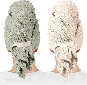 ROLSHOL 2-Pack Large Microfiber Hair Towel Wraps for Women, 27 × 39 in