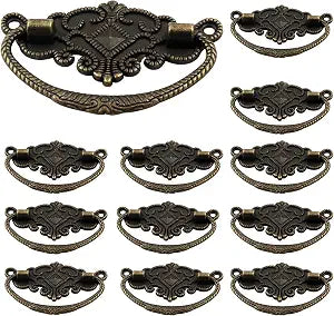 12-Pack Vintage Antique Bronze Pull Handle, 2.64" x 1.69"