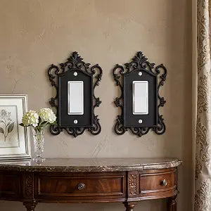 2 Pcs Gothic Light Switch Cover Black Wall Plate, Single Rocker 1