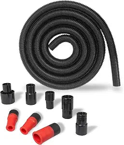 10 Foot Long Dust Collection Power Tool Hose Kit with 8 Attachments