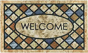 CHICHIC Welcome Door Mat 24x 36 Inch Front Doormat Outdoors for Home Entrance Outdoors Mat for Outside Entry Way Doormat Entry Rugs, Heavy Duty Non Slip Rubber Back Low Profile,Blue Welcome
