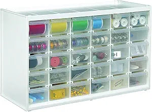 ArtBin 6830PC Store-In-Drawer Cabinets - Wall Mountable Storage Cabinet with 30 Drawers, Art & Craft Organizer, Clear/White