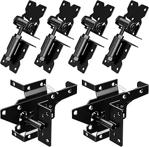 TRIPLE DEER Heavy Duty Self-Closing Gate Hinge and Self-Locking Latch Hardware Kit, Stainless Steel Automatic Gate Hardware Kit for Wooden/Vinyl/PVC Fence Gate with Screws and Adjuster Tool, 2 Pack