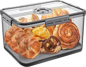 ANYPROLUS Bread Box for Homemade Bread Boxes for Kitchen Counter Airtight, Time Recording Bread Storage Container with Lid, Bread Containers Storage Airtight Loaf Bread Keeper, Large, Dark Grey