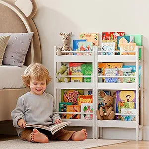 HAVLOTII Kids Bookshelf - Wall Mounted 6-Tier Book Shelf for Kids Rooms, Behind the Door Bookshelf for Baby/Toddler, 15" W Corner Wall Book Shelf for Bedroom/Nursery, Organizer for Toys and Books