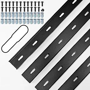 4 Pack 32" L x 3" W C Channel Steel Support, 3/4" Leg, Metal Support Bracing Hidden C Bracket for Table Top, 6 Holes, Inserts Included