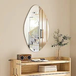Hasipu Irregular Wall Mirror - 27"x18" Asymmetrical Frameless Mirror, Modern Decorative Mirrors for Living Room, Entryway, Hallway, Bathroom, Bedroom,Wall Mounted Home Decor