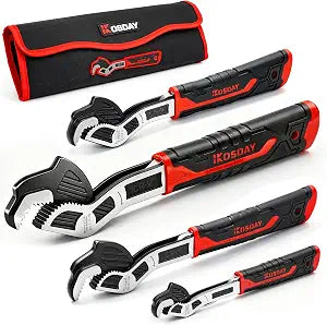 4-Piece Self Adjusting Wrench, 6 8 10 12 Pipe Wrench Set