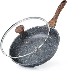 SENSARTE Nonstick Frying Pan Skillet with Lid, Omelet Pan with Cover, Healthy Cooking Chef's Pan, Kitchen Cooking Pan, Free of Intentionally Added PFOA/PFOS (12.5inch + Glass Lid)