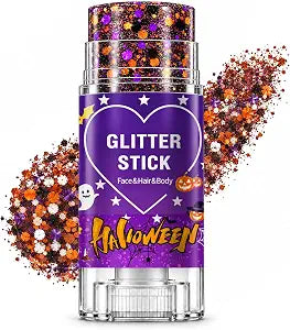 Halloween Glitter Stick for Face Body,Orange Purple Black Glitter