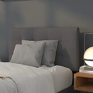 Flash Furniture Bedford Tufted Upholstered Twin Size Headboard in Dark Gray Fabric