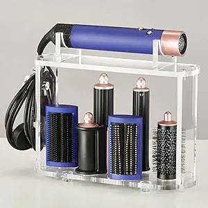 LifeLAZA Acrylic Holder and Organizer Compatible with Airwrap of Dyson and Airwrap Attachments, Airwrap Stand Storage, Countertop Airwrap Styler Rack Compatible with Airwrap Accessories