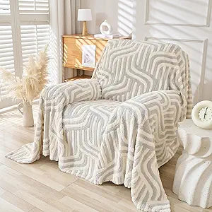 WEYOND Soft Plush Couch Cover, Washable Sofa Cover with Non-Slip Backing, Furniture Protector for Dogs & Pets, Pet-Friendly Sofa Slipcover for Armchair, Chair (71" x 91", Light Grey)