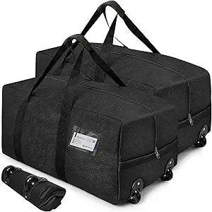 2 Pack 92L Foldable Rolling Duffle Bag with 2 Wheels, 29" Duffel Bag with Wheels, Shoulder Strap, Waterproof & Lightweight Packing Bags, Alternative to Moving Box (Black)