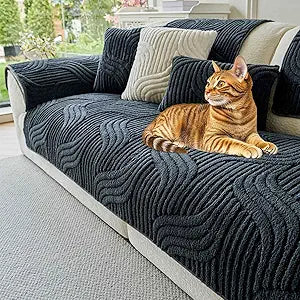 OTOB Couch Covers for 3 Cushion Couch Sofa Pet Friendly, Washable & Non Slip Fuzzy Plush Sofa Cover Slipcovers, All Seasons Ultra Soft Furniture Protector, 1 Piece (Dark Gray, 27.6"x70.9")