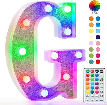 Pooqla Colorful Light Up Letter GMarquee Letters with Remote Room Decor