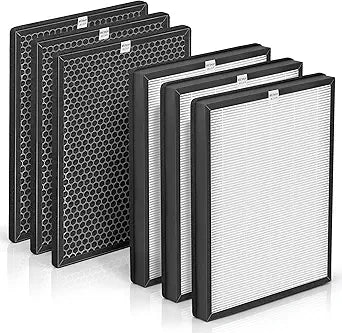 3-Set Alexapure Breeze AP-B102 Replacement Filter Set Compatible with Alexapure Breeze Filter Replacement AP-B103 AP-B104 for Air Purifier AP-B102 and 3049, 3 H13 True HEPA & 3 Activated Carbon Filter