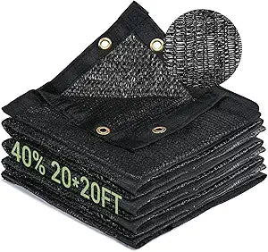 40% Garden Shade Cloth, 20x20FT HDPE Mesh Tarp with Upgraded Grommets, UV-Resistant Outdoor Sun Shades for Greenhouse, Garden, Patio Plants, Pergola