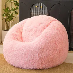 Fluffy Faux Fur Bean Bag Chair Cover(No Filler), Pink