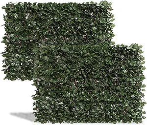 DOEWORKS Expandable Fence Privacy Screen for Balcony Patio Outdoor(Double Sides Leaves), 2PCS Faux Ivy Fencing Panel for Backdrop Garden Backyard Home Decorations