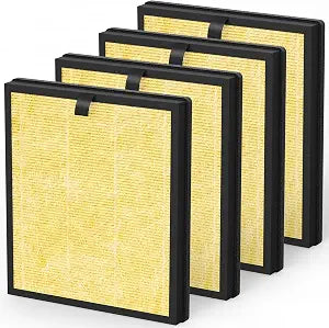 4 Packs AP303 AP304 Replacement Filter Compatible with DAYETTE AP303 AP304 AP308  FRESHDEW AP303 AP304 Air Cleaner Purifier, Pet Care Filter, Yellow