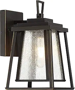THE GREAT OUTDOORS Sleepy Hollow 1 Light Small Wall Mount Exterior Fixture with Dakota Bronze Finish and Clear Seeded Glass