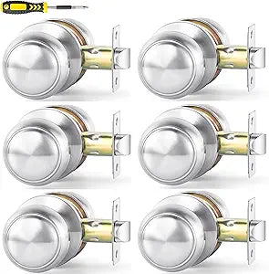 Lanwandeng 6 Pack Interior Door Knob for Hallway, Satin Nickel Door Knobs Closet Door Knob, Passage Door Handles with Round Ball Knob