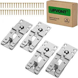 Sectional Couch Connectors, Thickened Interlocking Alligator Couch Connectors to Make Sectional Stay (4 Pack+40 Screws)
