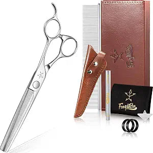High-end Professional Dog Grooming Thinning Scissors Teeth Cutting Blending Shears Pet Texturizing Shears 7 Inch Extremely Very Sharp Stainless Steel Alloy For Cat Other Animals Groomer