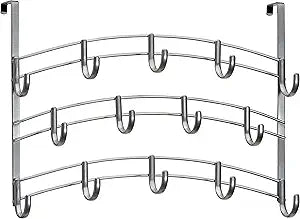 LYNK PROFESSIONAL HOME Over the Door Hooks - 14 Hook  Over the Door Coat Rack - Over the Door Hanger - Hanging Towels or Clothes - Bathroom, Bedroom, Laundry Room - Lifetime Ltd. Warranty, Platinum