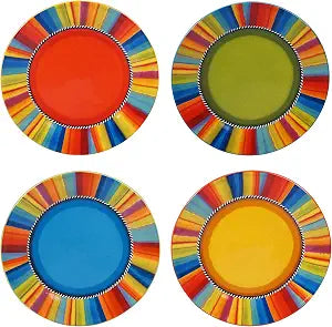 Sierra 11-Inch Dinner Plates, Set of 4, Multicolor Fiesta-Inspired Tableware  Great for Everyday Dining, Entertaining, and Vibrant Tablescapes