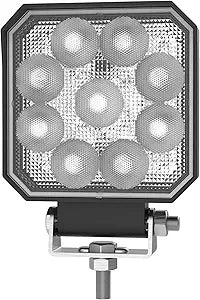ECCO LED Work Light 4 Inch Square LED White Work Lamp Flood Beam 13.5W 1500lm 12V 24V Waterproof for Commercial Vehicle Light, Tow Truck, Work Truck, Construction Vehicle, 2 Year Warranty