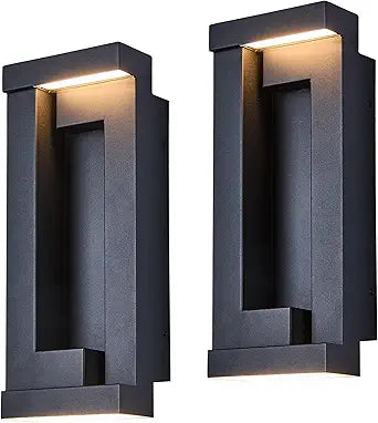 Tarentlight Modern Outdoor Wall Light,Integrated LED 24W 2200LM 3000K,Porch & Patio Lights,IP65 Waterproof for Decor,Triac Dimmable,Voltage 120-277V Suitable for Global Use, 2 Pack Textured Black.