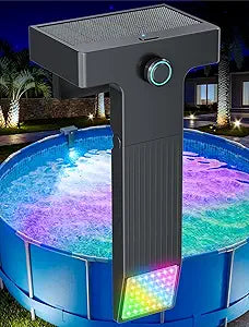 Solar Pool Lights Only for Metal Frame Above Ground Pools, 10-Color RGB 4-Mode LED Underwater Submersible Poolside Light with Auto Dusk Sensor, Waterproof Design, Remote & Timer Off, 1 Pack