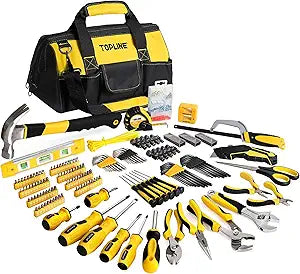 TOPLINE 390-Piece Hand Tool Kits for Home, 14-Inch Wide Mouth Tool Bag with Tools Included, Home Tool Set for Men, General Maintenance, Daily Use