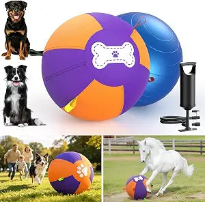 3.0 Upgraded Herding Ball for Dogs - 25" Heavy-Duty Interactive Dog Toy,Reinforced Oxford Cover & Loops,Thick PVC Bladder,Fast Pump,Outdoor Herding Toy for Border Collie,Australian Shepherd