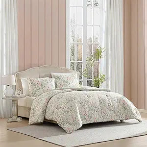 Laura Ashley - Twin XL Comforter Set, Bedding Set Includes Matching Bed Sheets, Sham & Pillowcase, Medium Weight, Oeko-TEX Certified (Arden Floral Pink)