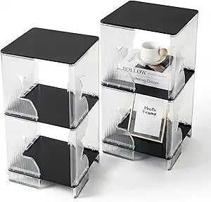 End Tables, Set of 2, Side Table, Small Nightstand for Living Room, Space-Saving Sofa Table for Small Spaces, Bedside Nightstands for Bedroom, 3-Tier, 13" L x 13" W x 26" H, Black