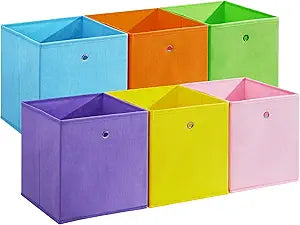 Garvee Set of 12 Collapsible Cube Storage Bins, 10.2" Fabric Storage Boxes with Handles, Foldable Organizer for Closet, Shelf, Kids Room, Living Room & Bedroom - Colorful Fabric Storage Bins