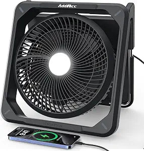 11.5 inch Portable Solar Powered Fan, Battery Powered Camping Fan, Solar Charger, Timer & Lantern, Battery Operated Travel Fan for Sleeping Outdoor Tent Car Beach Hurricane Essentials Accessories