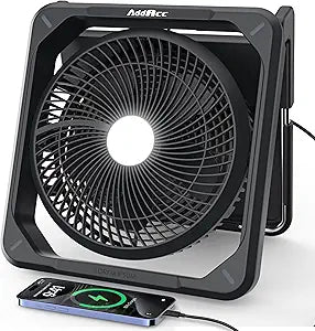11.5 inch Portable Solar Powered Fan, Battery Powered Camping Fan, Solar Charger, Timer & Lantern, Battery Operated Travel Fan for Sleeping Outdoor Tent Car Beach Hurricane Essentials Accessories