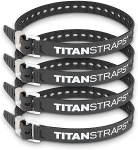 Titan Industrial Straps  Strong & Simple Tie-Downs for Construction (Welders, DIY Home) & 1st Responders  3 Year Warranty, Batch Tested  70 lb. Working Load, 25" Length, Black, 4-Pack