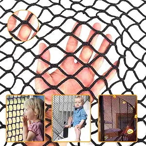 Balcony Netting for PetsApartmentStairTrampolinePlaygroundChild Safety Rope NetDriveway Net for Kids SafetyBaseball Softball Net Sports Netting (6.6ft13.2ft, Black)
