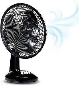Brookstone 12-Inch Oscillation Desk Fan Γ Adjustable Speed, Quiet Air Circulation Fan for Home, Office & Bedroom