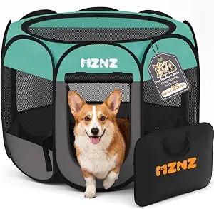 Dog Playpen, Portable Puppy Pet Crate Indoors for Small/Medium Dogs Cats Rabbits, Foldable Dog Cage Enclosure for Outdoor, Pop Up Dogs Tent Kennel with Carrying Case, Blue
