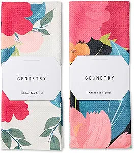 GEOMETRY Kitchen Tea Towels - Quick Dry Microfiber Dish Towels for Kitchen Roses for You, 18" x 30" 2-Pack