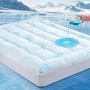 DOWNCOOL 100% Waterproof Queen Mattress Topper, Cooling Pillow Top Memory Foam Mattress Topper for Hot Sleepers, Viscose Derived from Bamboo, Deep Pocket Fits 8-21 Inch